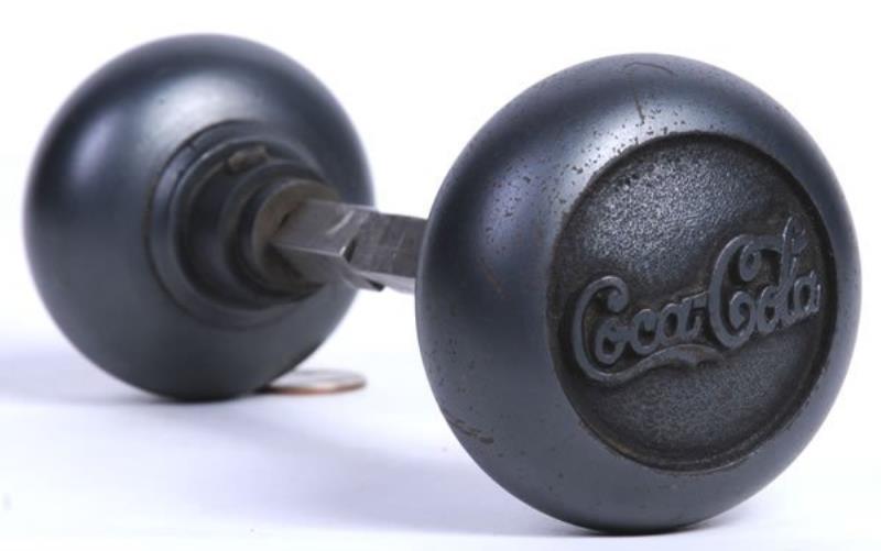 PAIR OF EARLY COCA-COLA STEEL DOORKNOBS