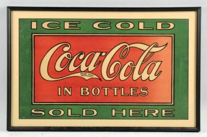 Framed 1920s Heavy Paper Coca-Cola Sign