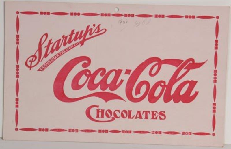 STARTUP'S COCA-COLA CHOCOLATES CARDBOARD SIGN