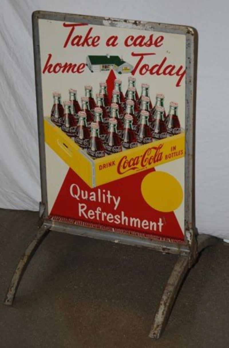 1953 COCA-COLA TIN SIDEWALK SIGN Value & Price Guide