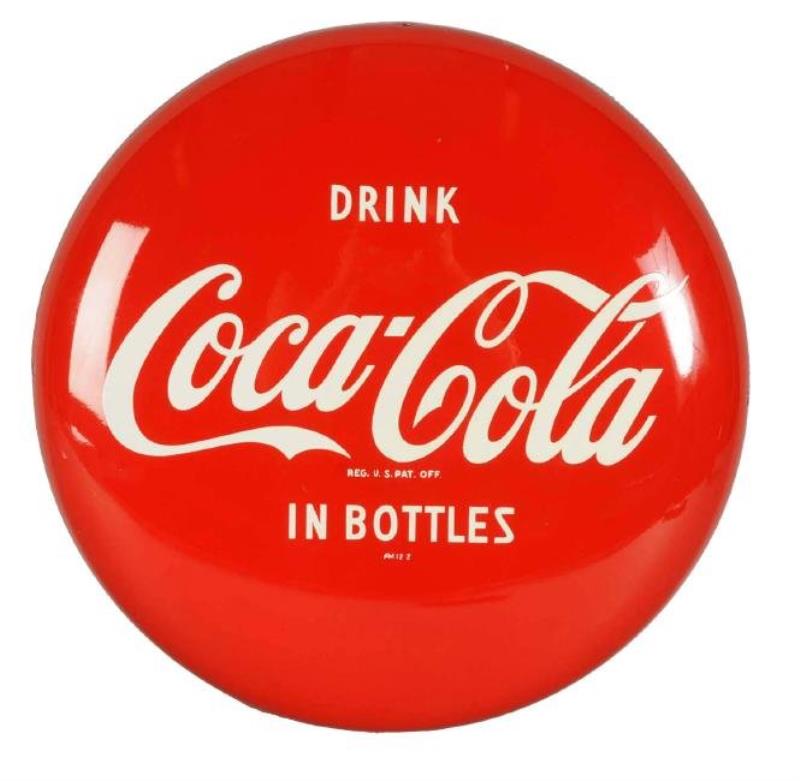 1950's Coca-Cola Tin Button Sign
