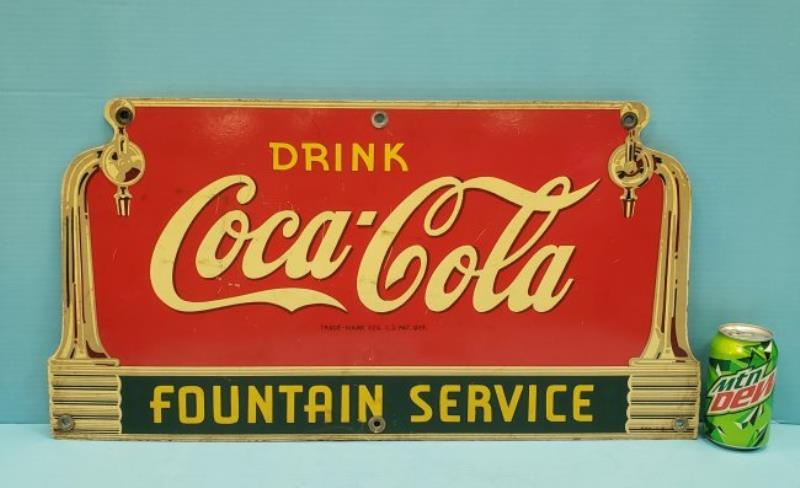 1940's Drink Coca Cola Fountain Service Sign