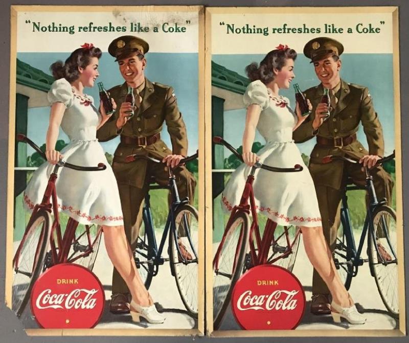 (2) 1943 Coca Cola Cardboard Advertising Signs