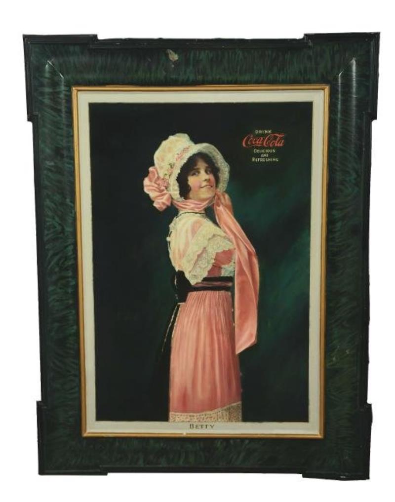 Self-Framed Tin Betty "Drink Coca-Cola" Sign.