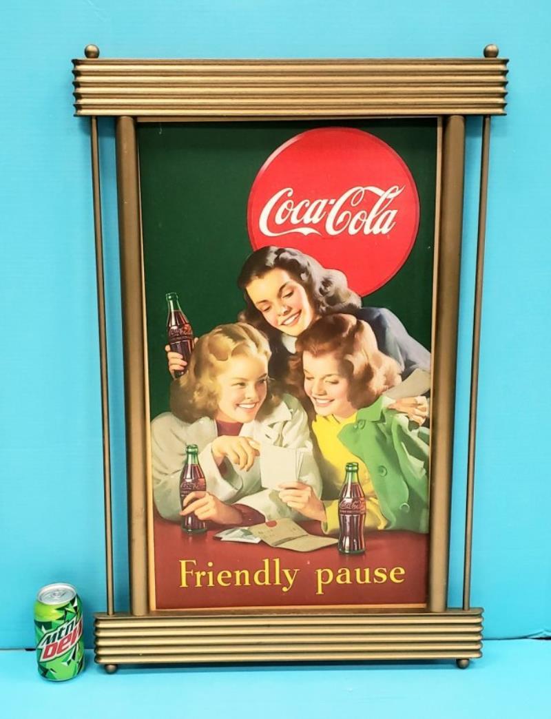 1948 Coca Cola Friendly Pause cardboard w/ frame