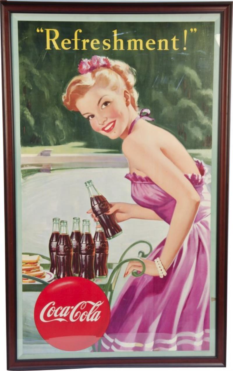 Large Vintage Coca Cola Cardboard Advertisement Si