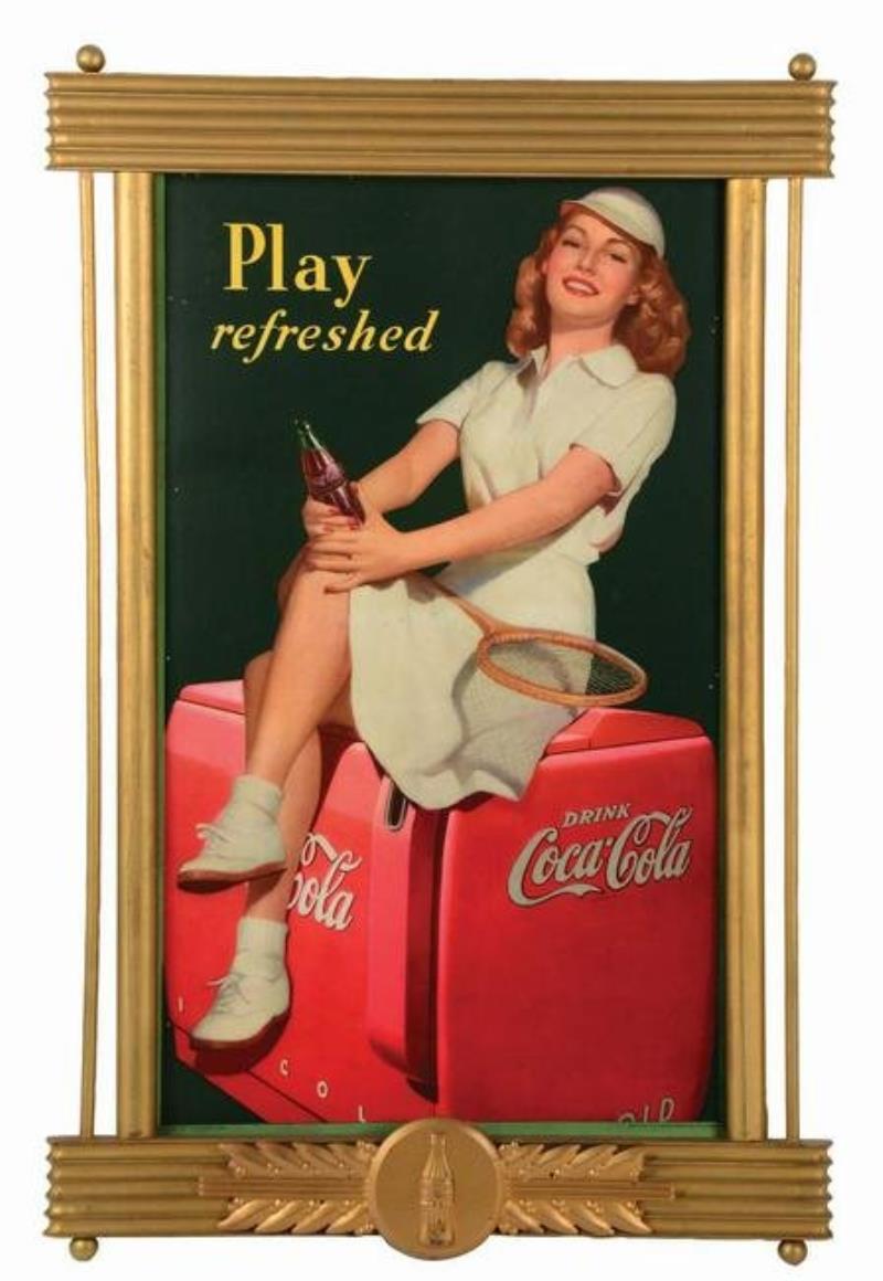 Play Refreshed Coca Cola Cardboard Advertising Sign Value And Price Guide