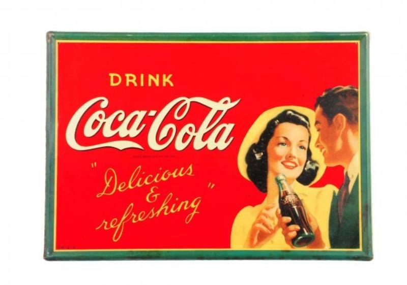 1941 Self Framed Tin Coca - Cola Sign.