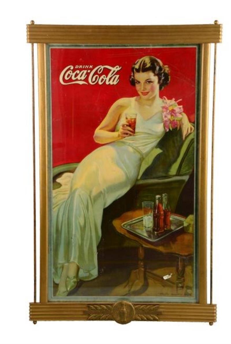 Large Cardboard Coca-Cola Advertising Sign