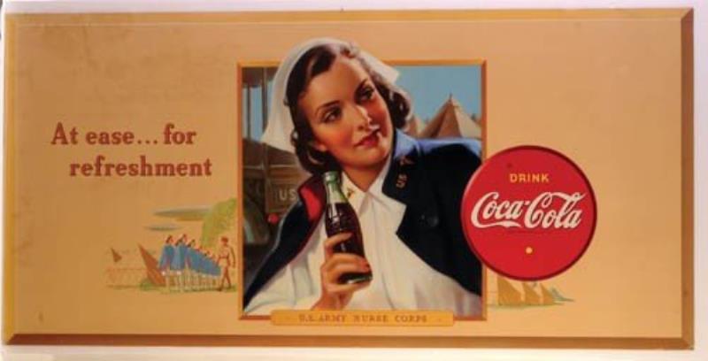 1942 COCA-COLA ARMY NURSE CARDBOARD SIGN