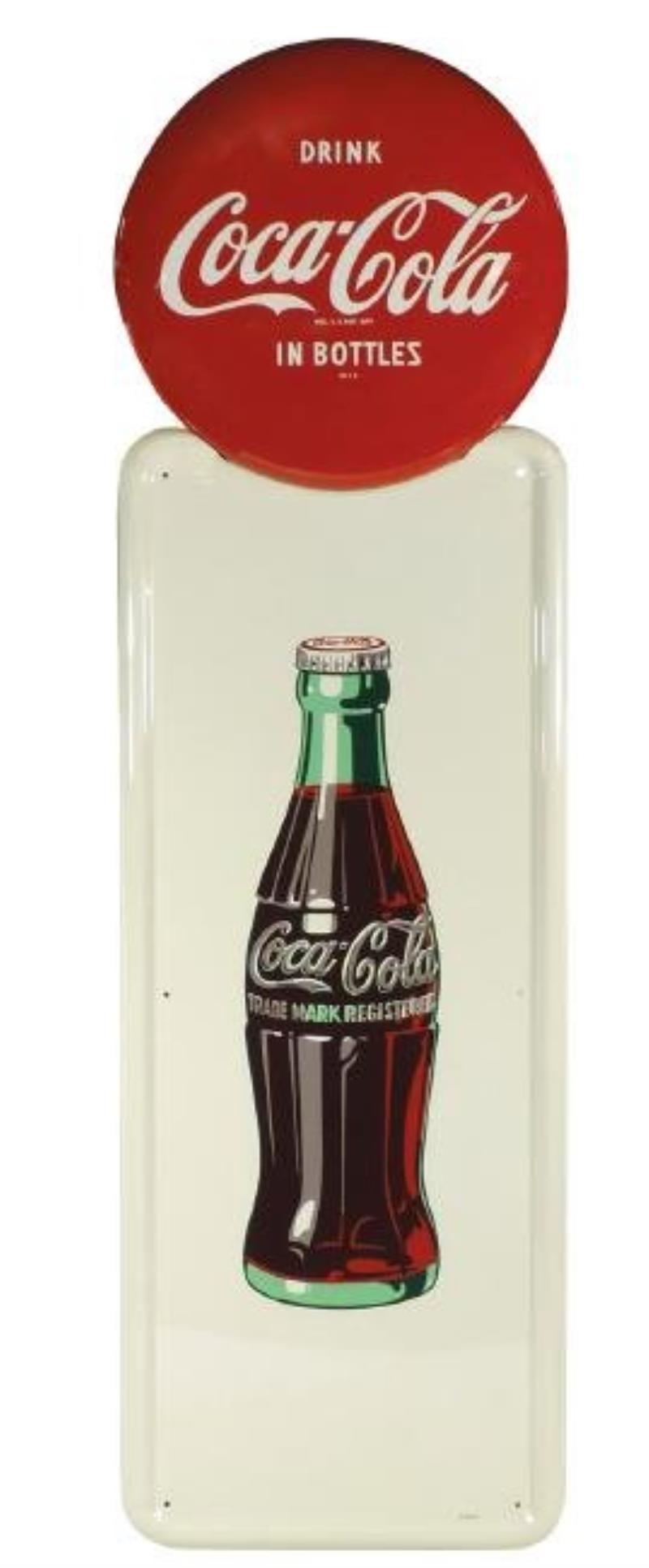 Coca-Cola sign, "Drink Coca-Cola in Bottles" button top