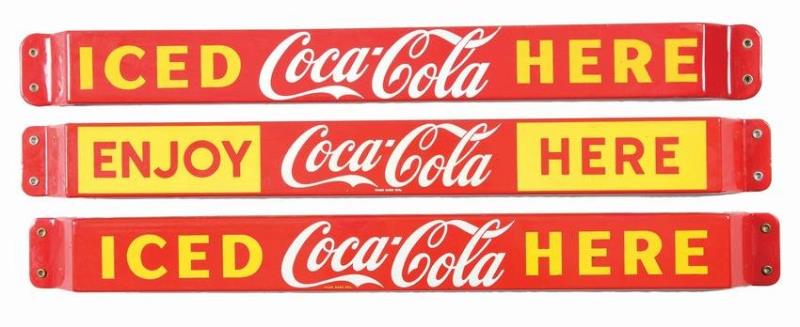 ICED COCA-COLA HERE PORCELAIN DOOR PUSHES.