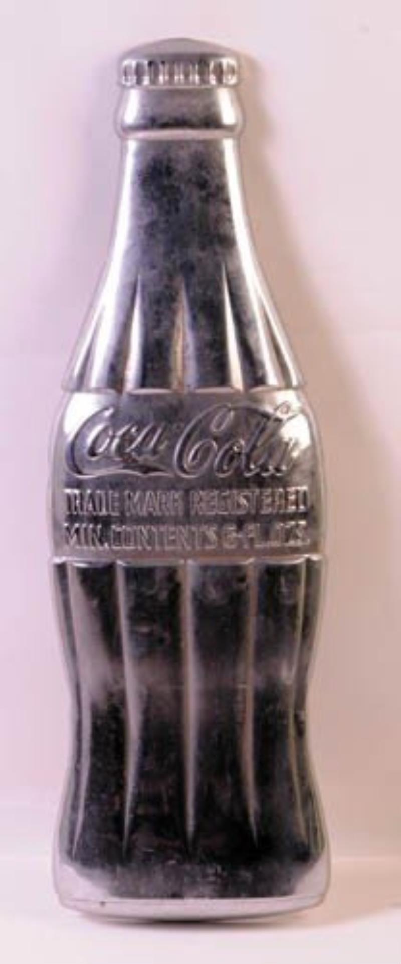 1950'S COCA-COLA BOTTLE CUTOUT EMBOSSED STEEL