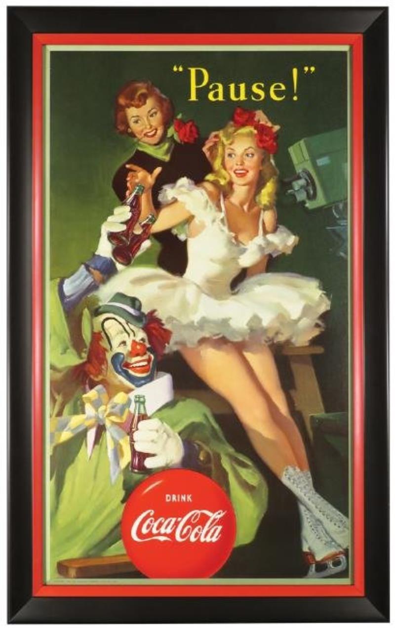 1950 Coca Cola Clown and Skater Poster