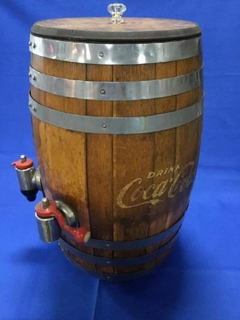 Coca-Cola and root beer Wooden Barrel Dispenser