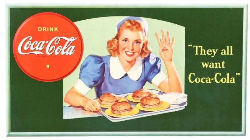 Coca-Cola Cardboard Advertising Sign.