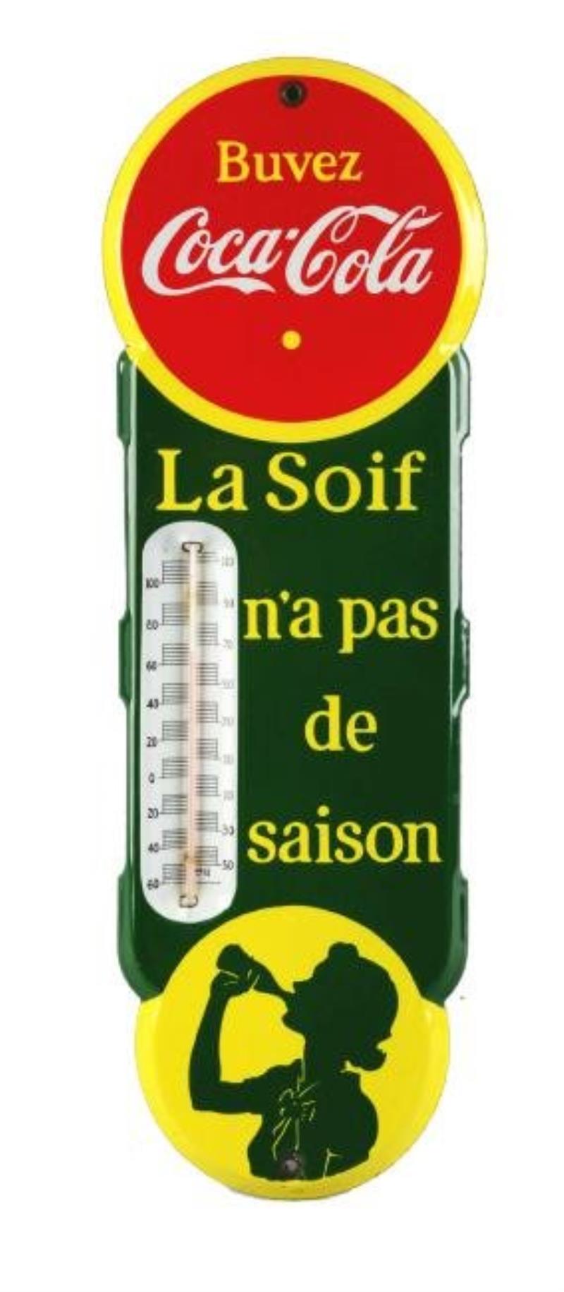1940 Coca-Cola Porcelain Thermometer.