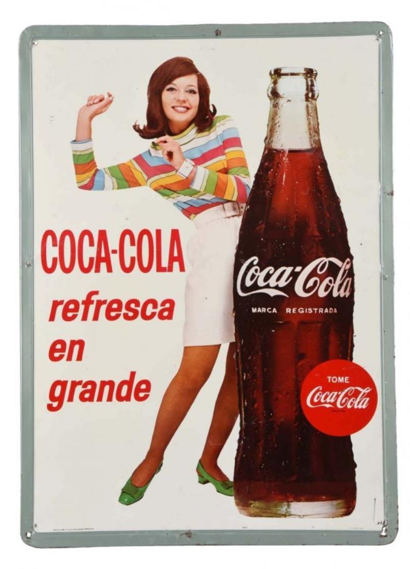 Coca-Cola Refresca Tin Advertising Sign.