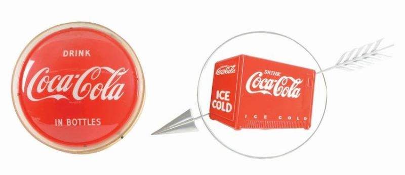 COCA-COLA LIGHT-UP AND COOLER SIGN.