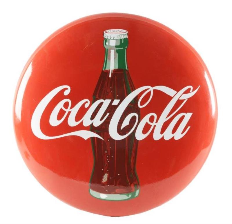 Coca-Cola Porcelain Button Sign.