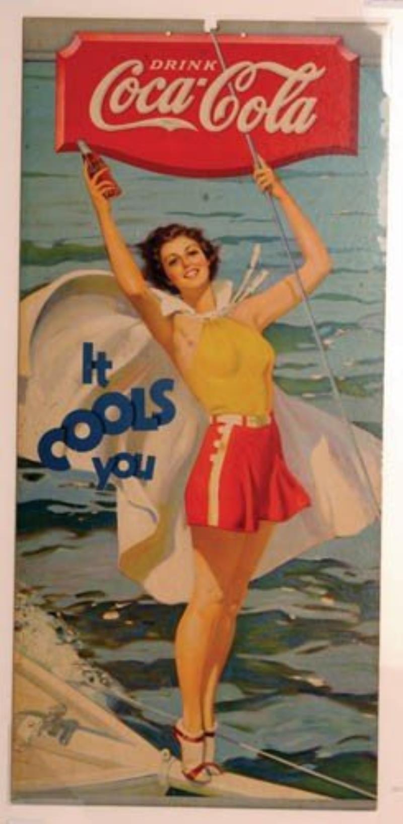 1936 Coca-Cola cardboard hanging sign