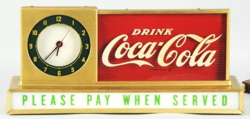 1950's Coca-Cola Lighted Counter Clock/Sign