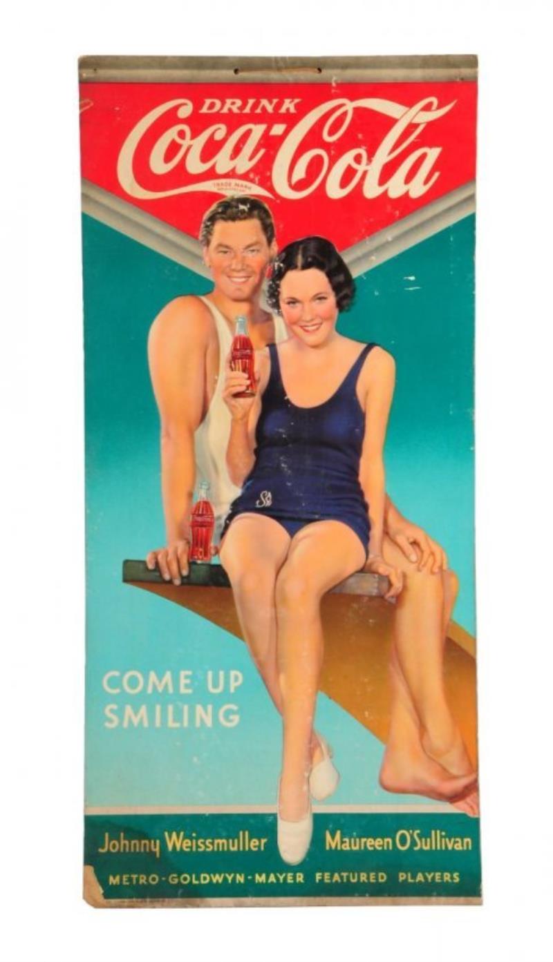 1930's Coca - Cola Weissmuller Cardboard Poster