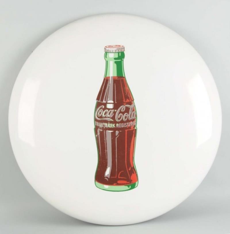 COCA-COLA PORCELAIN BUTTON SIGN- 1950's; Value & Price Guide