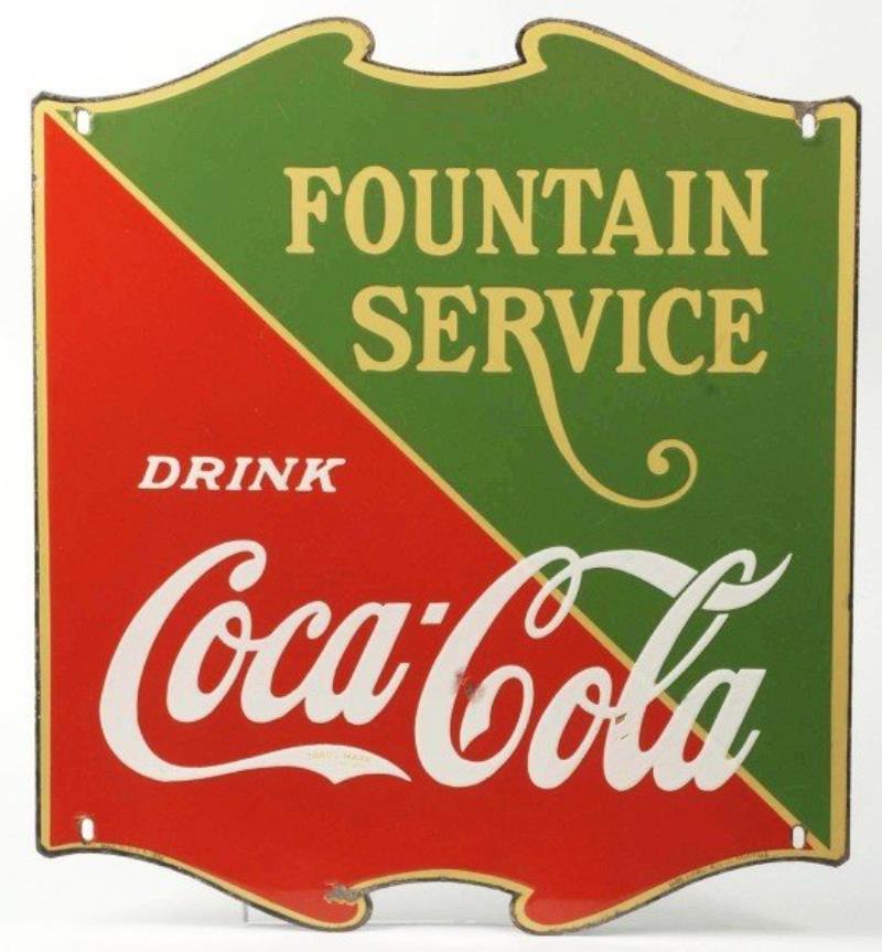 1935 Porcelain Coca-Cola Fountain Service Sign.