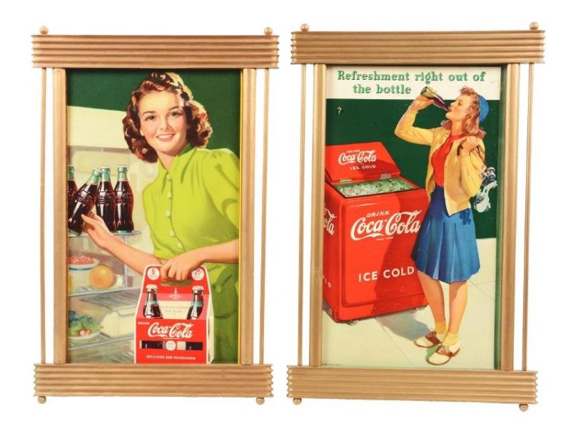 Framed Coca-Cola Cardboard Signs.