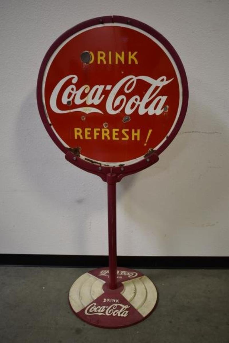 1938 COCA COLA LOLLIPOP CURBSIDE SIGN