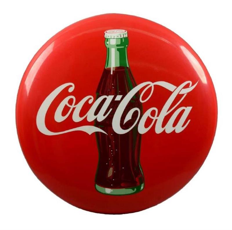 Large Coca-Cola Porcelain Button Sign.