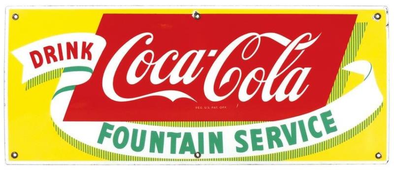 Coca-Cola Fountain Service Sign, single-sided porcelain
