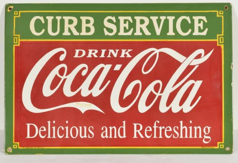 Vintage Coca Cola porcelain curb service sign. 16 x