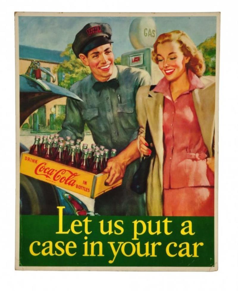 1950's Coca - Cola Light Cardboard Sign
