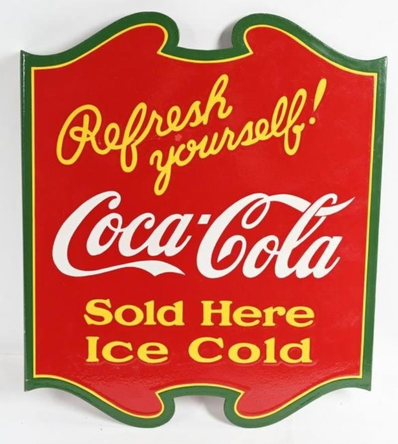COCA COLA PORCELAIN DIECUT FLANGE SIGN