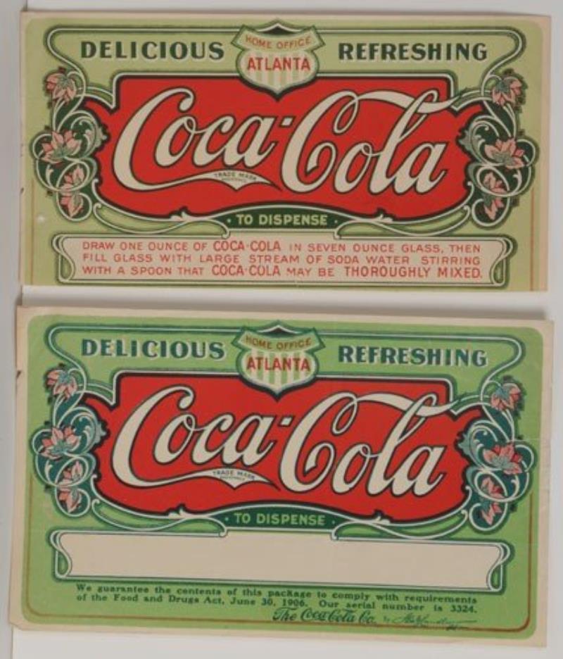 2 COCA-COLA PAPER JUG LABELS