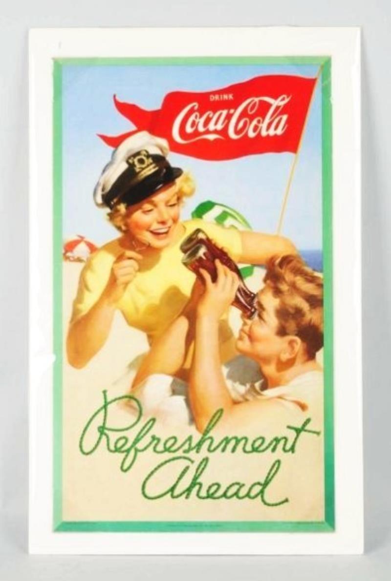 1952 Coca-Cola Small Verticle Cardboard Poster.