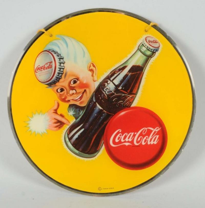 1940's Coca-Cola Sprite Boy Reverse On Glass