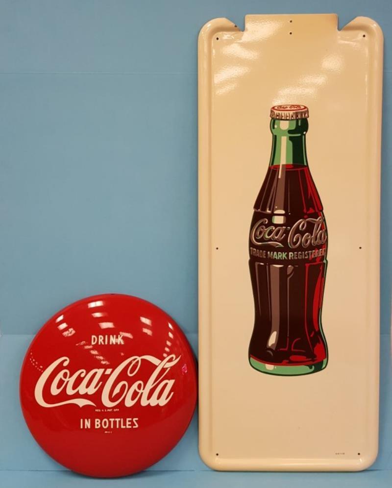 NOS 1948 Coca Cola Pilaster Sign with Bottle