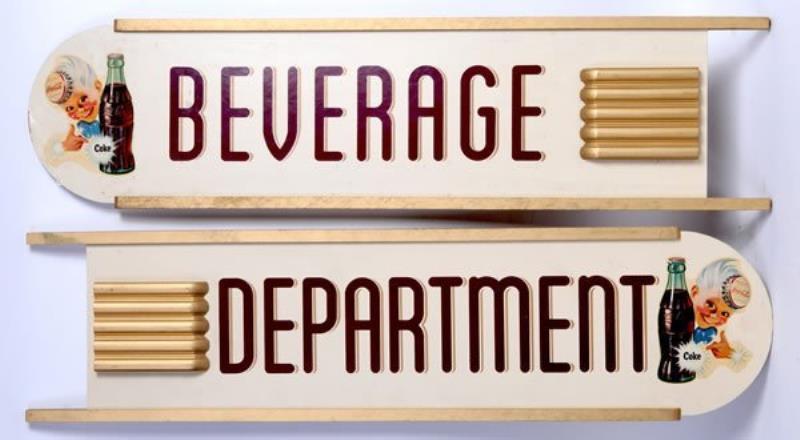 1940'S TO 1950'S COCA-COLA BEVERAGE DEPT SIGNS