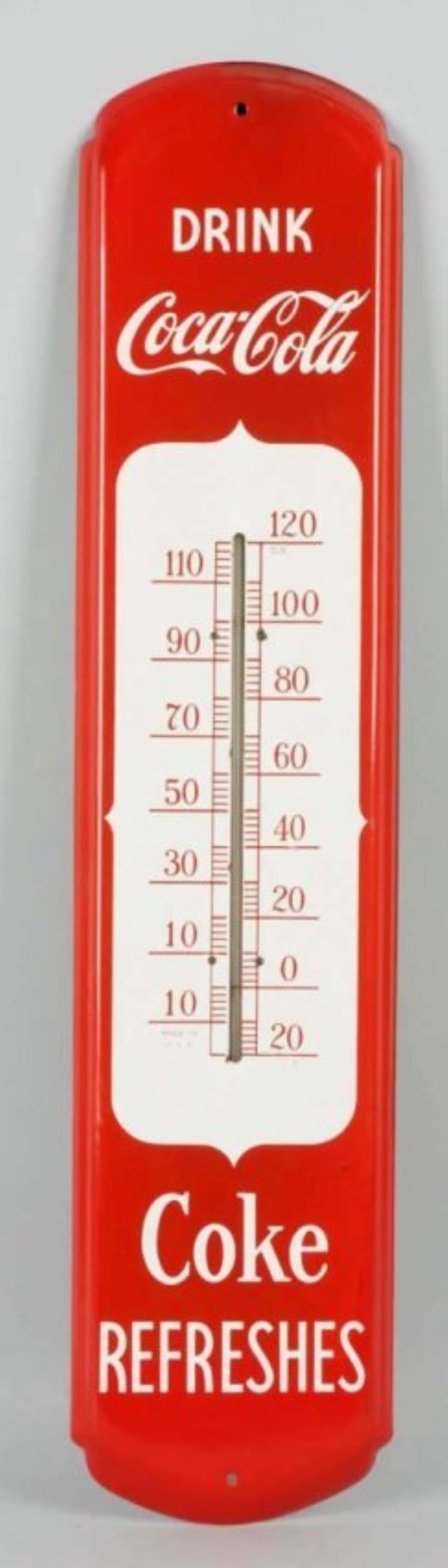 Scarce 1950s Coca-Cola Porcelain Thermometer