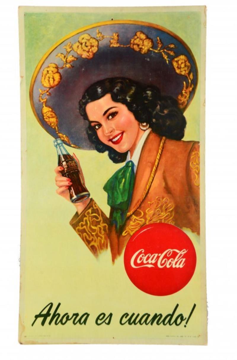 1950's Mexican Coca-Cola Cardboard Advertising Sign.