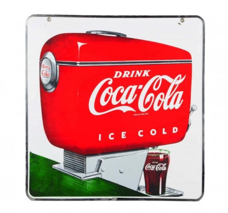 1950's Coca - Cola Porcelain Sidewalk Sign.
