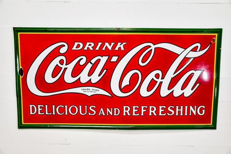 Coca-Cola Delicious and Refreshing Sign-porcelain 48"