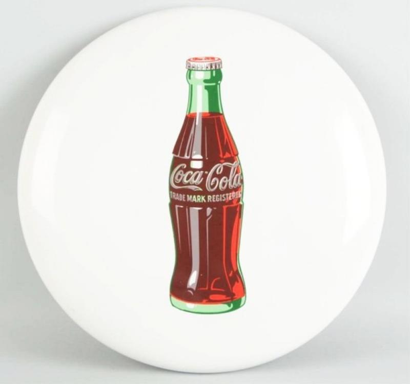 COCA-COLA PORCELAIN BUTTON SIGN- 1950's; Value & Price Guide