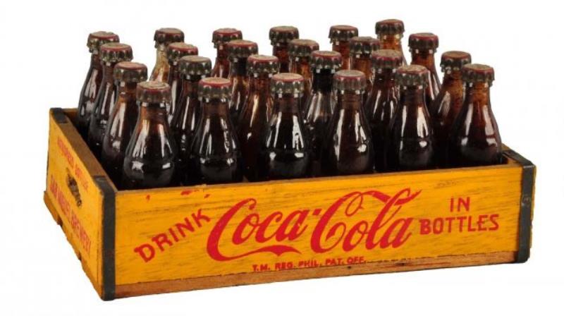 1940's Coca - Cola Wooden Miniature Case.
