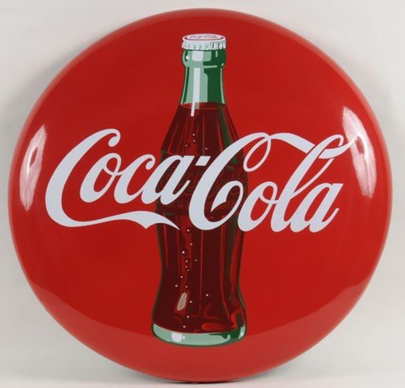 CIRCA 1950'S COCA-COLA PORCELAIN BUTTON SIGN