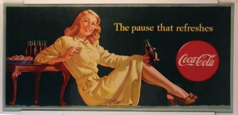 1947 Coca-Cola Seated Girl cardboard sign