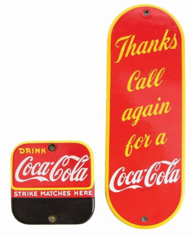 PORCELAIN COCA-COLA MATCH STRIKER AND DOOR
